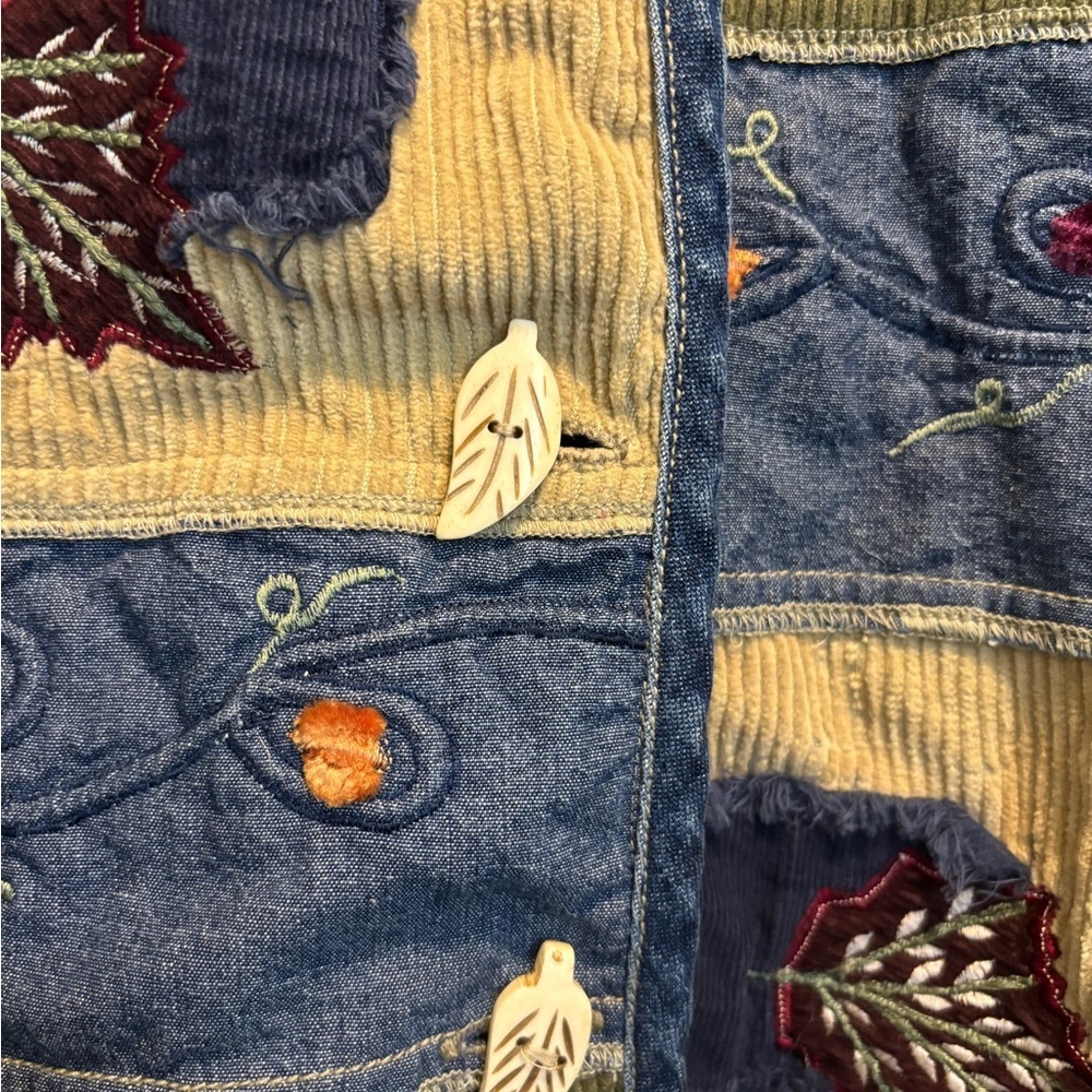 New Direction Denim Patchwork Button Down Shirt S… - image 2